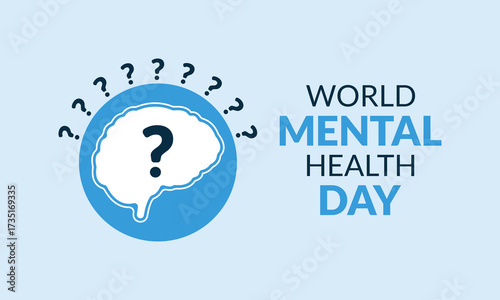 World Mental Health Day vector design with brain and question marks illustration