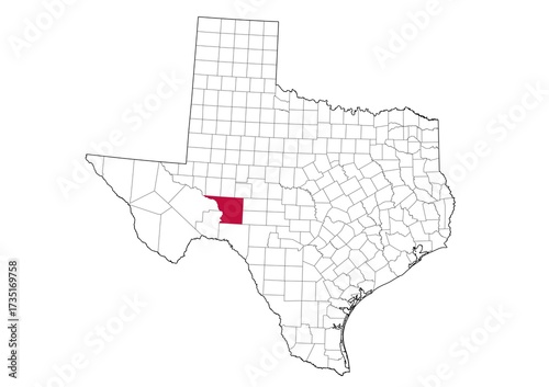 Slika na platnu Location Of Crockett County in Texas Map, USA