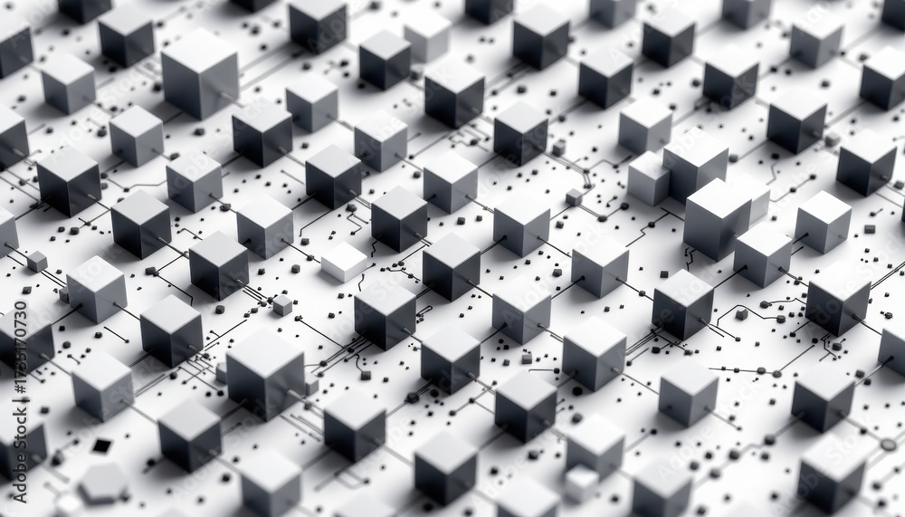 Obraz premium Abstract Geometric Network Cubes and Lines