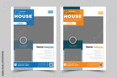 Real Estate Open House Property sale Flyer Design For Real estate Business. Home sale flyer design layout, print ready home sale flyer design template