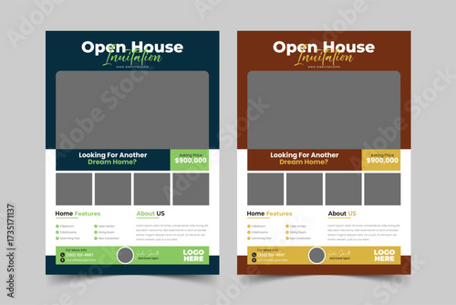 Real Estate Open House Property sale Flyer Design For Real estate Business. Home sale flyer design layout, print ready home sale flyer design template
