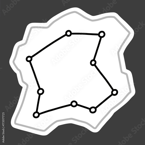 A simple and minimalist sticker-style illustration of a constellation, a classic and timeless line art icon of the stars, astronomy, and celestial navigation.
