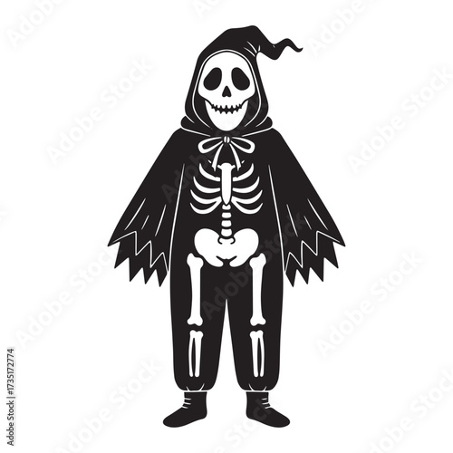 Grim Reaper Skeleton Halloween Costume Illustration