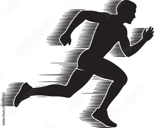 Running Athlete Silhouette Vector | Jogging and Sports Illustration