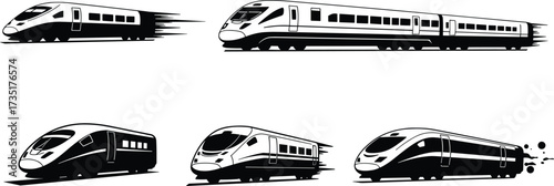 High speed train silhouette, modern bullet train, fast railway transport, passenger train vector, futuristic rail travel, express train illustration, transportation 