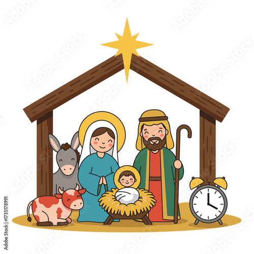 Holy family nativity with animals