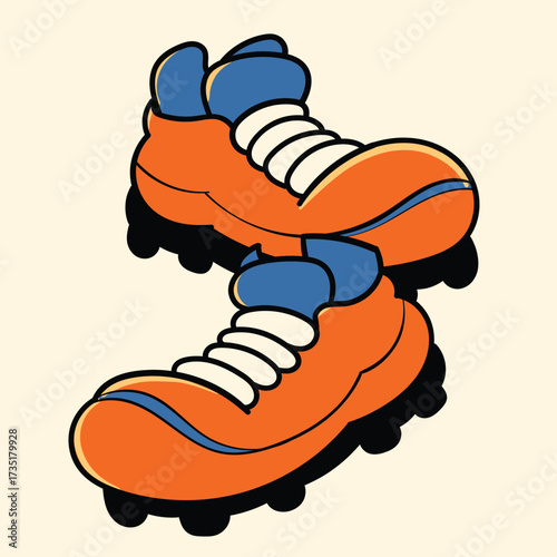 Cute Cartoon Styled Soccer Boots Athletic Footwear Sport Equipment Illustration