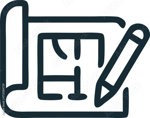 Architecture blueprint with pencil tool, intricate designs  plans for architectural projects. Suitable for architectural firms, engineers, and construction companies.