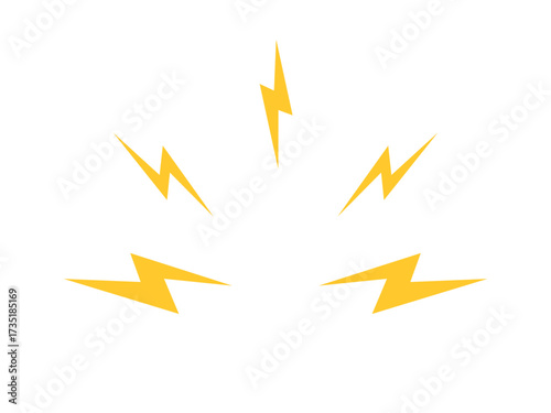 Angry expression element, negative and bad facial expression, noise sign, lightning