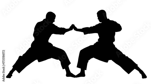 Vector illustration of a male athlete performing kung fu.
