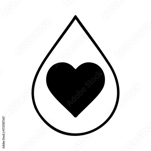Blood donation icon with heart symbol