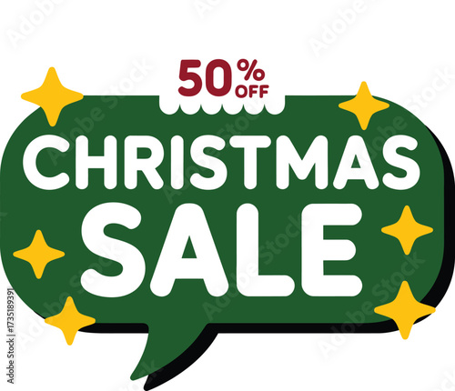 Christmas sale fifty percent off promotional banner design