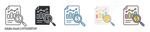 Cost Analysis Icon Set Multiple Style Collection