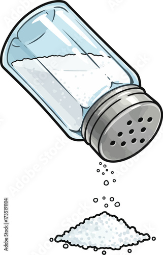 Cartoon Salt Shaker Pouring White Salt Granules Illustration

