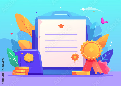 Certificate award achievement vector illustration
