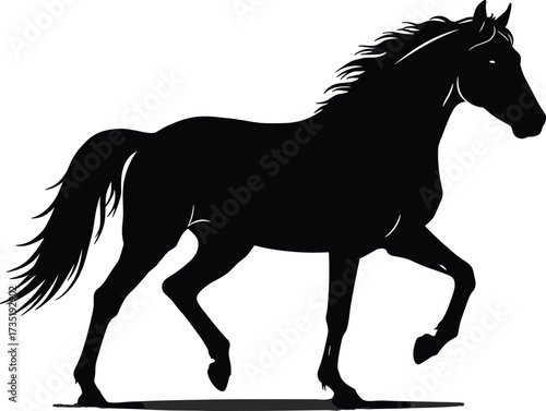 Horse silhouette vector, running horse, wild horse, black horse, animal illustration, equestrian design, farm animal, horse art, nature decor