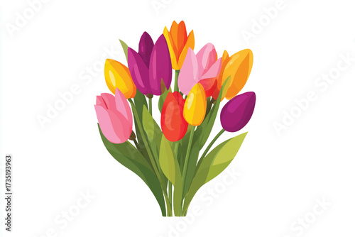Colorful tulip bouquet illustration for spring floral designs and vibrant botanical themes springtime freshness