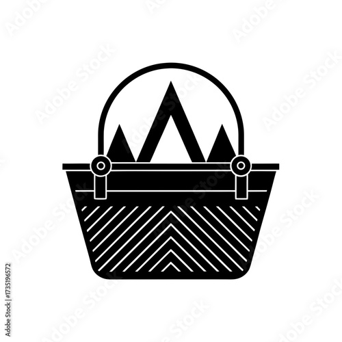 camping basket monotone icon 