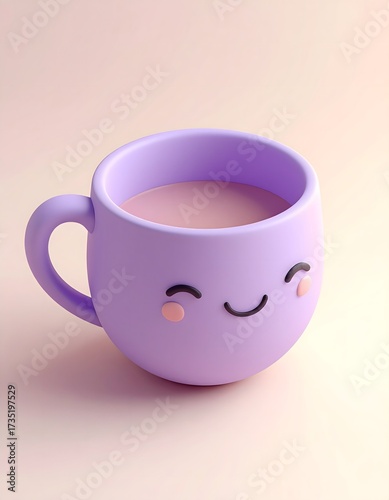 Cute Purple Mug with Smiling Face and Soft Colors for Relaxation