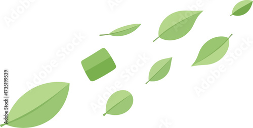 Green leaves illustration nature fresh organic leaf design editable