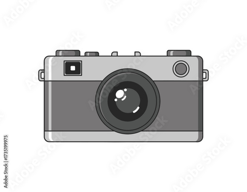 Vector illustration of a classic film camera with a lens, ideal for photography enthusiasts and graphic design projects, captures moments