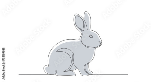 Elegant single line drawing of a rabbit, embodying minimalism and simplicity with artistic flair