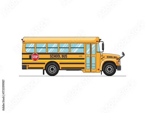 Illustration of a Yellow School Bus A Vector Image Depicting Transportation for Education, Ideal for Design and Educational Projects