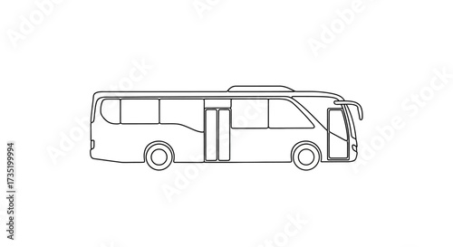 Sleek line drawing showcasing a modern tour bus design for travel and tourism projects
