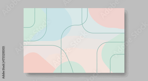 Pastel abstract background with geometric shapes and lines creates a soothing aesthetic perfect