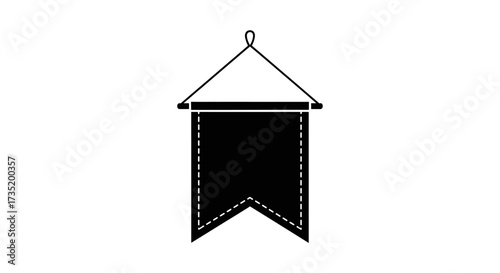 Black and white graphic vector illustration of a pennant banner perfect for decoration  and visual