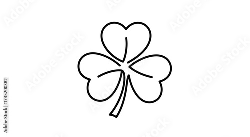Elegant Shamrock Illustration: A Symbol of Irish Heritage and Good Fortune Depicted in Clean Line