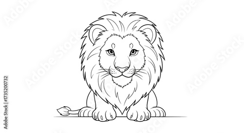 Elegant lion illustration with detailed mane perfect for children's educational resources