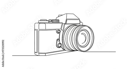 Minimalist line art of vintage film camera for creative photography expression