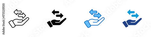 Exchange Hand Multiple Style Icon Design Vector - Hand with arrows, symbolizing trade, transfer, and business exchange