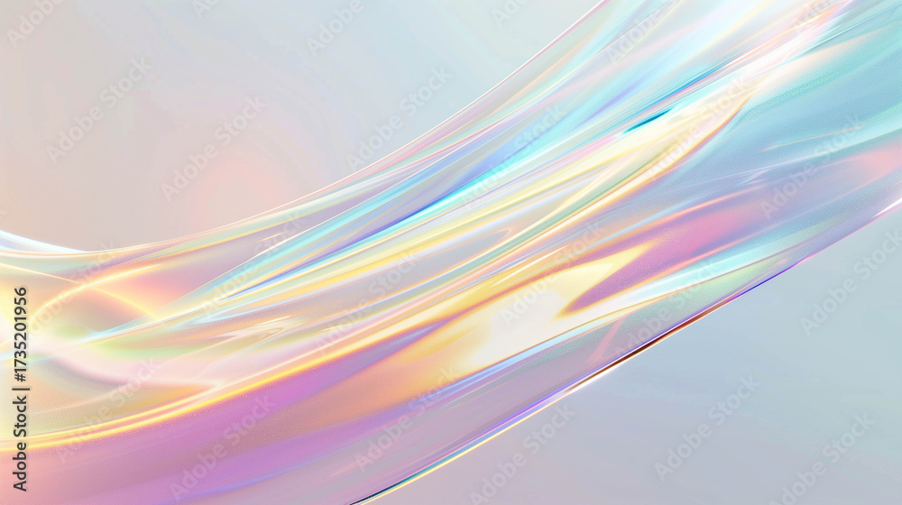 Obraz premium Abstract pastel iridescent light waves creating dreamy soft gradient background with flowing texture