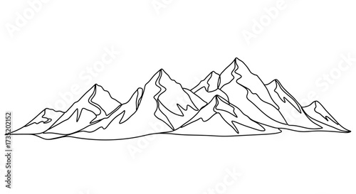 Elegant mountain range line art drawing suitable for various design applications