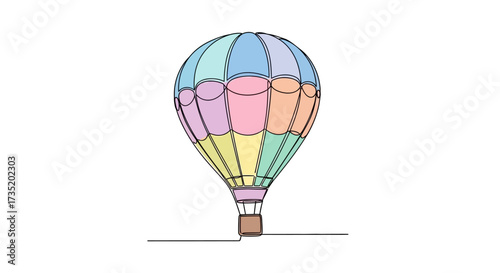 Colorful hot air balloon illustration against a clean white background for graphic design