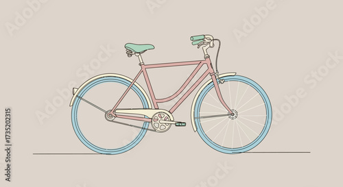 Vintage bicycle illustration with pastel colors, perfect for summer adventures and eco friendly