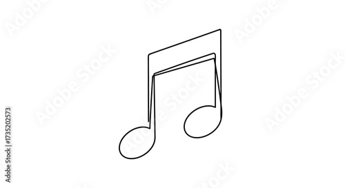 Elegant Continuous Line Drawing of a Musical Note Symbol Design for Creative Projects