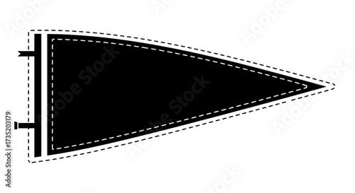 Stylish black pennant banner illustration with stitched borders and clean design elements