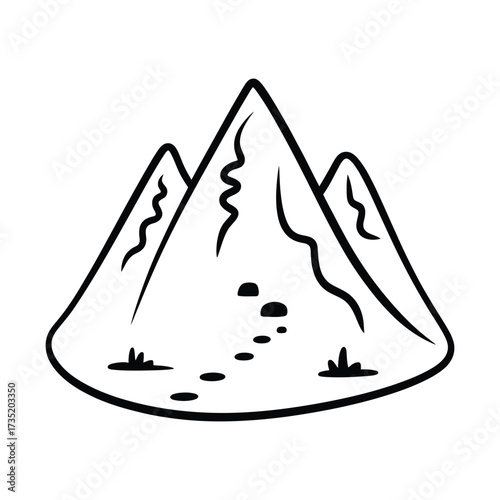 Handdrawn mountain range illustration, perfect for adventure, hiking, or outdoorthemed designs with a natural feel