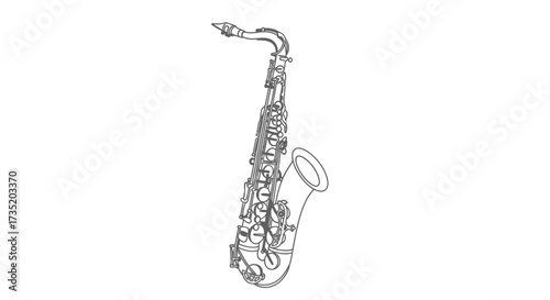Elegant saxophone line art for musical themes or creative design applications with precision and
