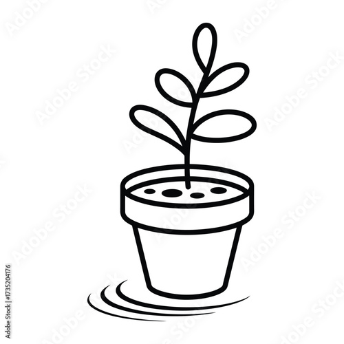 A charming potted plant illustration, , showcasing a simple yet elegant design perfect for naturethemed projects and minimalist art
