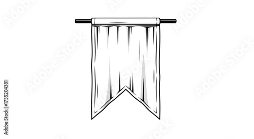 Medieval banner template, design element for heraldry or logo creation in simple style