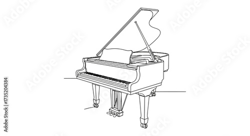 Elegant grand piano illustration, perfect for musical themes and design projects