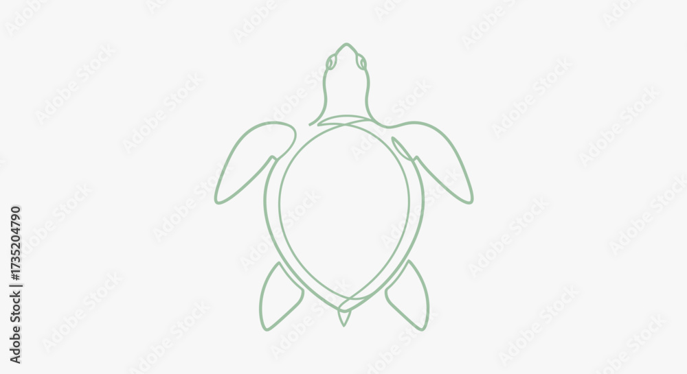 Obraz premium Elegant single line drawing of a sea turtle creates a minimalist and eco friendly design element