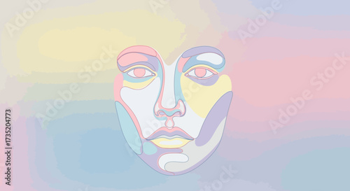 Abstract artistic portrait of a woman with pastel colors and dynamic lines evoking creativity and