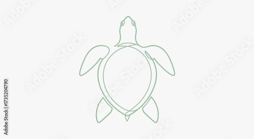 Elegant single line drawing of a sea turtle creates a minimalist and eco friendly design element