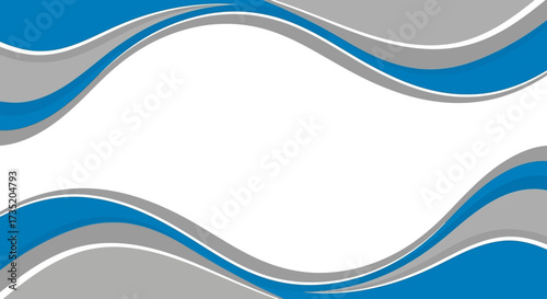Abstract wavy background with blue and grey lines creating dynamic frame for content
