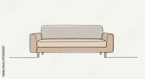 Elegant Hand-Drawn Style Beige Sofa for Interior Design and Home Decor Projects